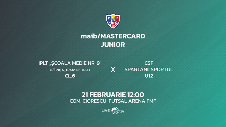 Meci amical maib/Mastercard Junior. Școala Medie nr. 9 Rîbnița - Spartanii Sportul U12